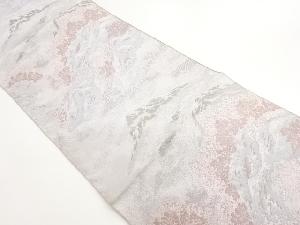 山に木々・波模様織出し名古屋帯